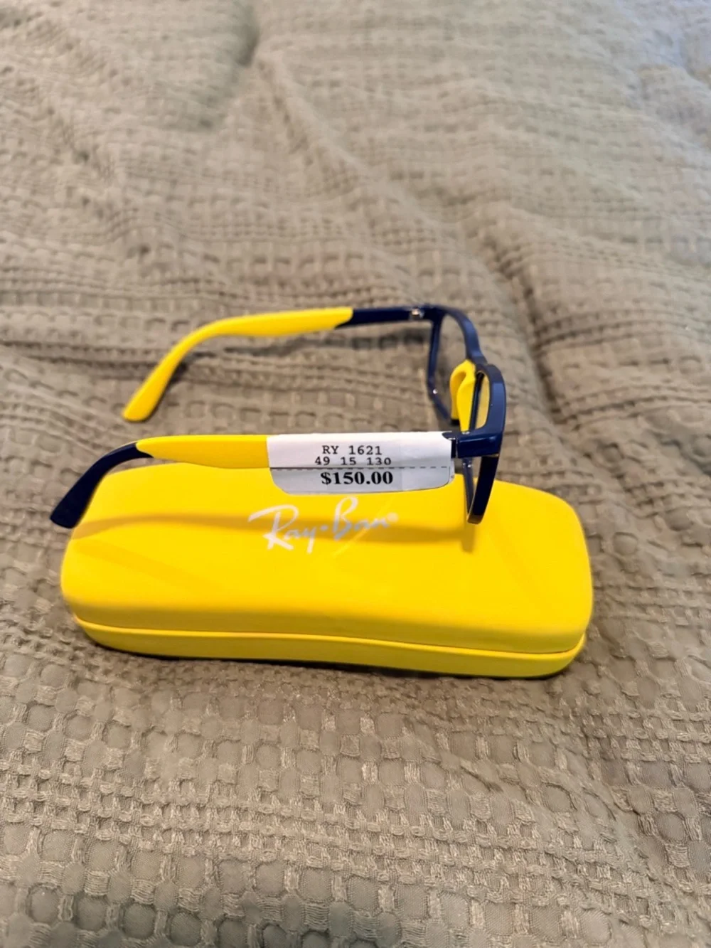 Ray-Ban Kids Navy Blue Frames with Yellow Temples and Yellow Case